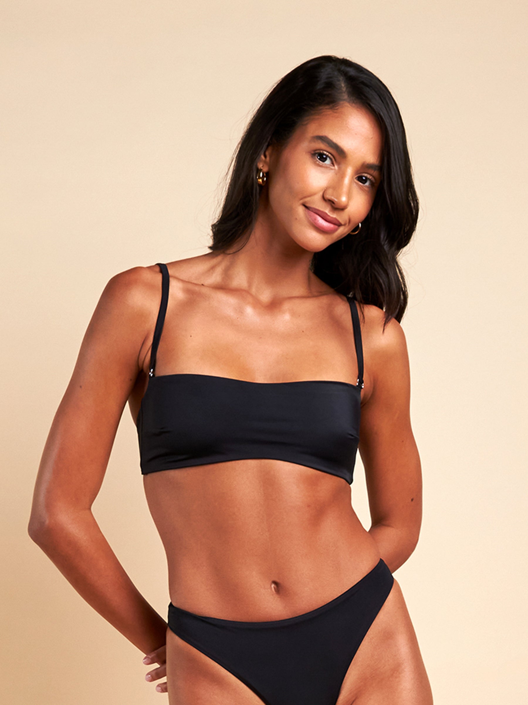The Riley "Classic" Bikini Top in Black Sand